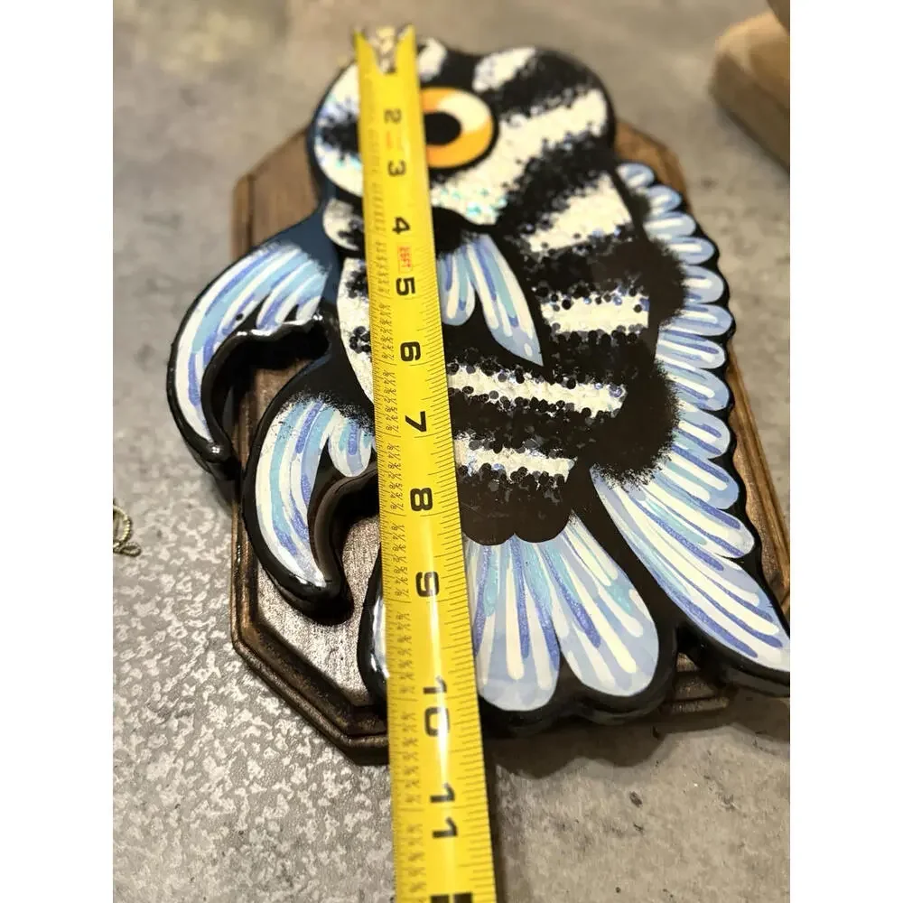 Whimsical Hand Painted Wooden Fish Plaque -‎ Folk Art Decor Beach House 10 x 7